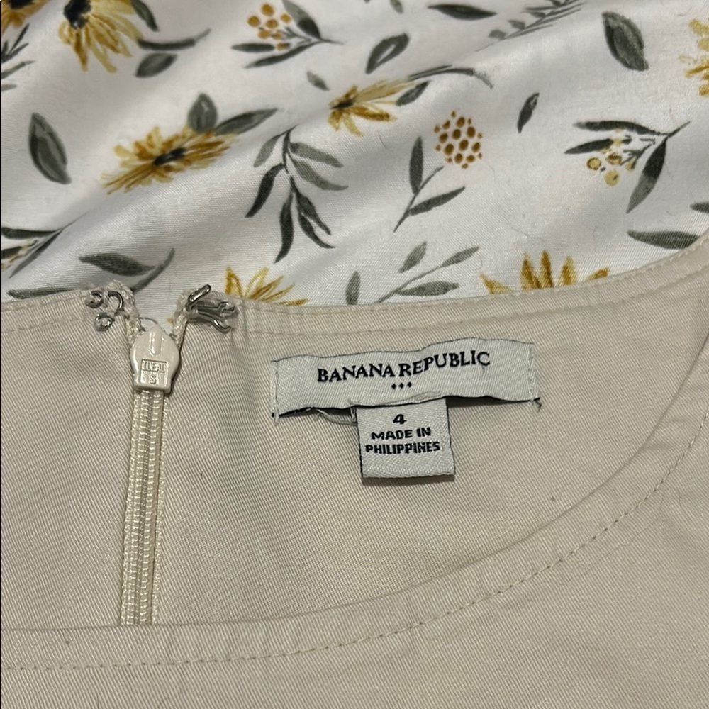 Banana Republic Cream Ruched Sheath Midi Dress - Picture 2 of 7